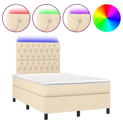 Produktbild von vidaXL Boxspringbett mit Matratze & LED Creme 120x190 cm Stoff