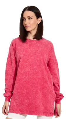Immagine prodotto di Maglia a maniche lunghe da donna - Taglia 5XL/6XL - 100% cotone - Oversize - Stonewash - Elegante e comoda - Look vintage