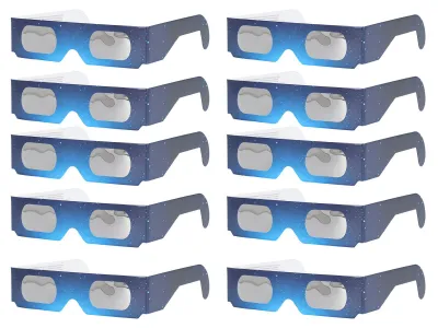 Immagine prodotto di 10 paia di occhiali per l'osservazione dell'eclissi solare, protezione per gli occhi, osservazione del sole per bambini e adulti A