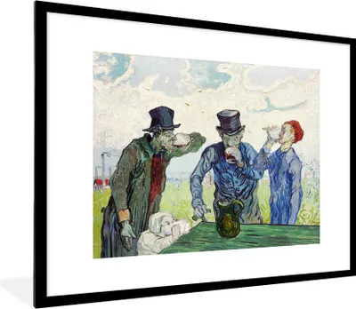 Produktbild von MuchoWow® MuchoWow® Gerahmtes Poster Die Trinker - Vincent van Gogh 80x60 cm - Poster mit zchwarzem Bilderrahmen - Schlafzimmer-Dekorationen - Fotoposter