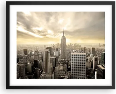 Produktbild von Gerahmtes Poster - Schwarzer Rahmen - Stadt Wolkenkratzer Manhattan New York - 50x40 cm - Wand Bild - Wanddeko - Wandbilder - Wandposter - Bilderrahmen - Bilder - Kunstdruck - P2BAA50x40-2630