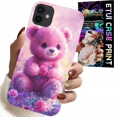 Image de Étui Pour Iphone 13 Mini - Ourson Mignon Sur Fond Rose, Étui + Vitre