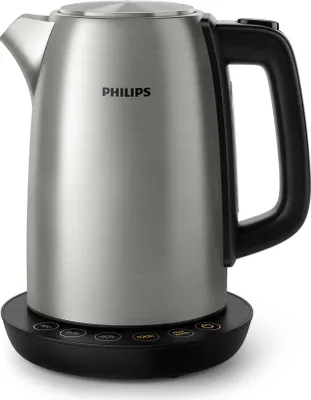 Produktbild von Philips Wasserkocher Avance Collection, 1.7 L, Temperatursteuerung, Klappdeckel + Kontrollanzeige, Metall (HD9359/90)
