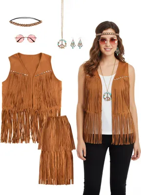 Produktbild von Hippie Kostümset - Fasching Karnevalskostüm Damen Größe: M-L
