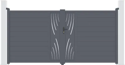 Produktbild von Doppelflügeltor aus Aluminium 3,5m VELETA H.180cm grau