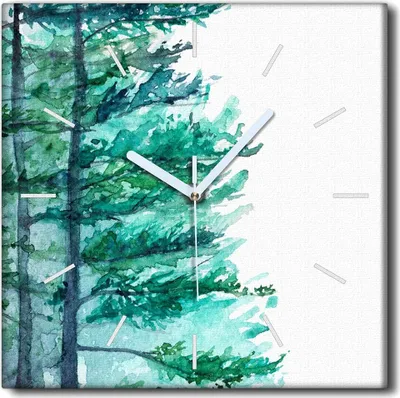 Produktbild von Coloray Uhr auf Leinwand 30x30 cm Wand Uhr Dekoration Wohnzimmer Segeltuch weiße Zeiger -Winterwaldlandschaft.