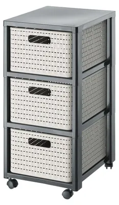 Produktbild von Rotho Rollcontainer Country 3x18L - Schubladenturm 37,5 x 32,5 x 75,0 cm - Bürocontainer mit Rollen - Rollwagen aus Kunststoff - Körbe DIN A4-Format