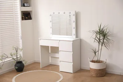 Produktbild von Schminktisch Mit Spiegel - Weiß - 94 X 40 X 140 Cm - 4 Schubladen