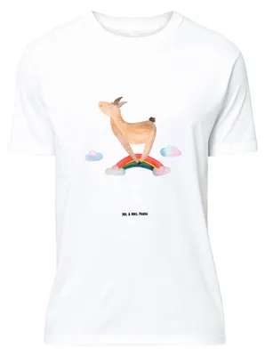 Produktbild von Mr. & Mrs. Panda Größe L T-Shirt Lama Regenbogen - Weiß - Geschenk, Shirt, Abi, mit Spruch, Tshirt, Freiheit, Lamas, Selbstständig