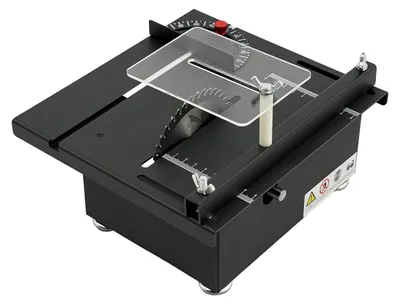 Image de Scie circulaire de table compacte - Scie de table - Moteur 200W, 10000 tr/min, 110–240V - Angle réglable de 0 à 90° - Profondeur de coupe de 30 mm - Lame de scie de 110 mm - Pour bois, plastique, acrylique, circuits imprimés - Noir