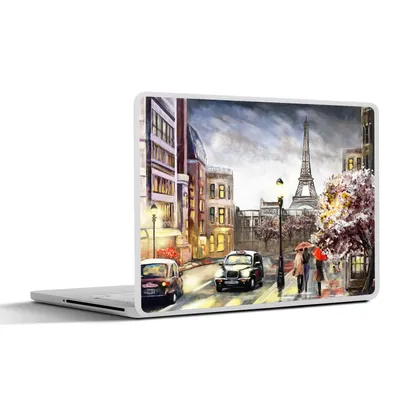 Produktbild von MuchoWow® Laptop Aufkleber Sticker Cover Gemälde - Paris - Frankreich - Öl 31x22.5 cm - Laptop-Deko