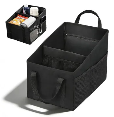 Immagine prodotto di Organizzatore per auto, dimensioni 31x24x25 cm, adatto per il sedile posteriore o quello del passeggero, con divisorio, maniglie, tasche in rete e realizzato in tessuto Oxford