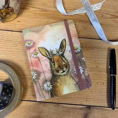 Produktbild von Notizbuch mit Radiergummi A6 SCN30 Hasenblumen