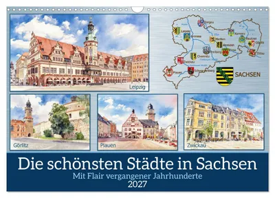 Produktbild von Die schönsten Städte in Sachsen (Wandkalender 2027 DIN A3 quer), CALVENDO Monatskalender