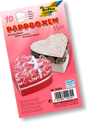 Produktbild von Folia Pappboxen Mini 'Herz', 8x7,5x4cm, Karton, Geschenkboxen, natur (10er Pack)