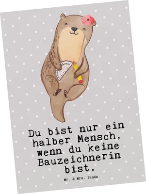 Produktbild von Mr. & Mrs. Panda bildkarte Bauzeichnerin Herz - Grau Pastell - Geschenk, spruchkarte, Grußkarte, Kunstkarten, Postkarten, Ansichtskarte, Postkarte