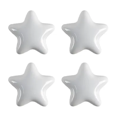 Image de Clayre & Eef Bouton de porte Lot de 4 étoiles Ø 4 cm Blanc Céramique