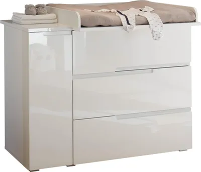 Produktbild von Wickelkommode >Spice< in Weiß / Weiß Hochglanz - 120x102x80 (BxHxT)