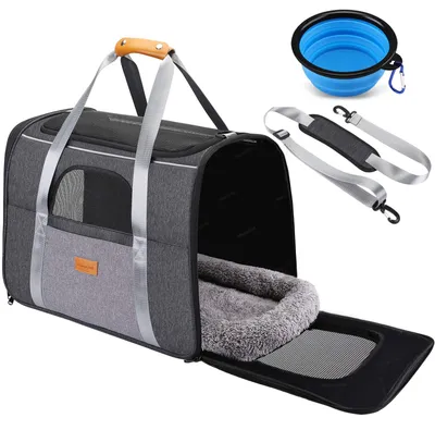 Immagine prodotto di Trasportino per cani (dimensioni: 18 * 12,5 * 14 inch, colore: grigio)