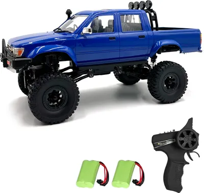 Obrázek produktu pro Autíčko na dálkové ovládání v měřítku 1:16, 4WD terénní elektrický kočárek se světlomety, 2 dobíjecí baterie, dárky s autíčky pro chlapce, dívky, děti i dospělé, modrá barva