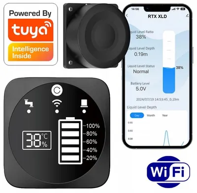 Produktbild von RTX Wasser- und Flüssigkeitsstandmesser mit LED-Anzeige und TUYA Smart WiFi