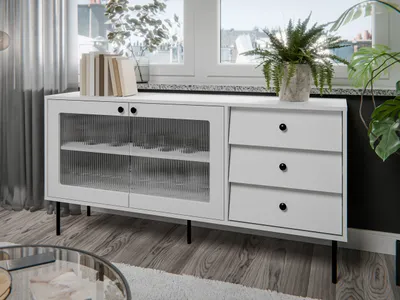 Image de Commode combinée en verre FORNEY - blanc