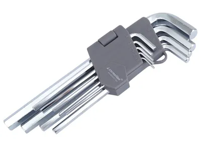 Zdjęcie produktu dla Klucze sześciokątne 180 mm, rozmiary 1,5 - 10 mm, 9 szt.