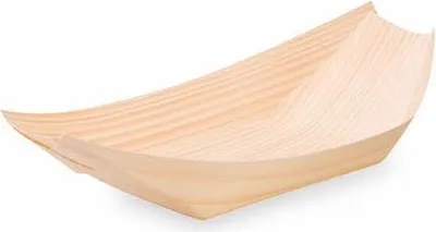 Produktbild von Holzschale "Boot" 18 x 10,5 cm 100 Stück.