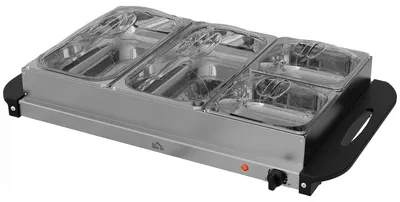 Produktbild von 2-in-1 Buffetwärmer 6,8 L mit Temperaturregelung | Farbe: Silber | Abmessungen: 36,4x64x14 cm