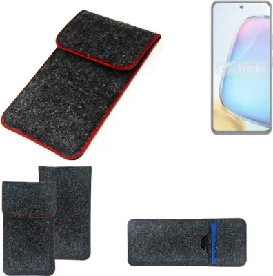 Produktbild von K-S-Trade Handy Schutz Hülle kompatibel mit Vivo Y200t Schutzhülle Handyhülle Filztasche Pouch Tasche Case Sleeve Filzhülle dunkelgrau roter Rand