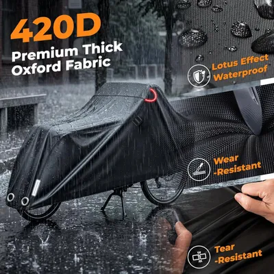 Image de Housse de protection pour vélo, dimensions 220 x 100 x 110 cm, tissu Oxford 420D, imperméable, protection contre la pluie, idéale pour les vélos de transport