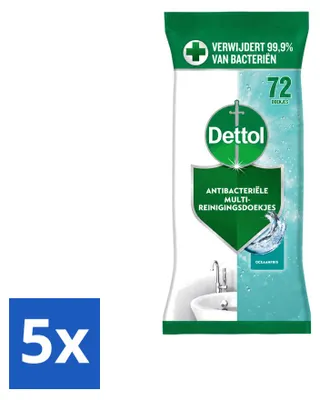 Produktbild von 5 x Dettol Reinigingsdoekjes - Ozeanfrisch - Antibakterielle Reinigung - Vorteilspackung - 5 Stücke