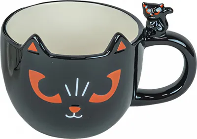 Produktbild von Schwarze Lieblingstasse mit Gruselkatze als Halloween Homeware
