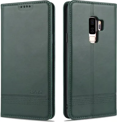 Image de Etui Samsung S9, portefeuille avec fermeture magnétique et support, étui en cuir pour Samsung Galaxy S9 vert