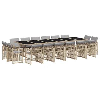 Produktbild von vidaXL 17-tlg. Garten-Essgruppe mit Kissen Beigemischung Poly Rattan