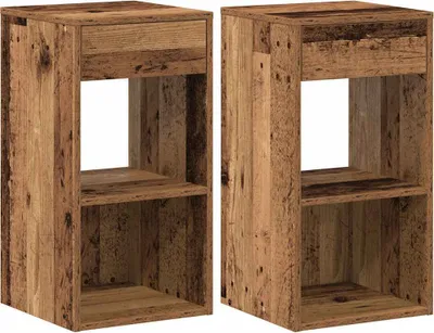 Immagine prodotto di Comodini con Cassetto 2 pz Legno Antico 35x34x66,5 cm