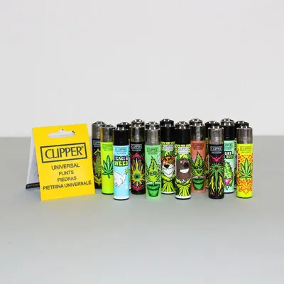 Produktbild von CLIPPER Wundertüte: 20 Feuerzeuge Weed Mix + 9 Feuersteine - keine doppelten Motive!