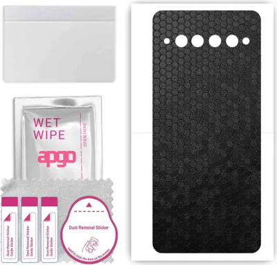 Produktbild von apgo Rückseite Schutzfolie, Skin, kompatibel mit TCL Plex, Hinten Displayschutzfolie aus Vinylfolie, kratzfest, einfache Montage - Schwarze Honigwabe
