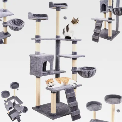 Produktbild von ® XXL Katzen Kratzbaum groß 170cm Katzenbaum Kletterturm Kletterbaum für Grosse Katzen stabil mit Mehreren Plattformen Katzenhöhle Hängematte Aktivitätskratzbäum mehrstöckiger Katzenkratzbaum