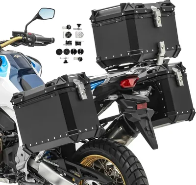 Image de Kit valises moto alu / valises latérales aluminium XB38 + top case XW38 sc