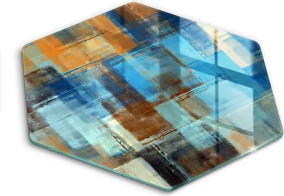 Produktbild von Glasschneideplatte - Herdabdeckplatte - Hexagon 40 cm -Schneidebrett - Spritzschutz - Malerter Hintergrund
