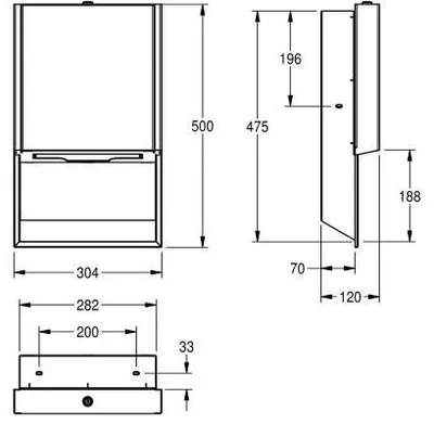 Franke Unterputz Papierhandtuchspender EXOS. in 3 verschiedenen Varianten erhältlich Franke GmbH EXOS600EX,EXOS600EB,EXOS600EW