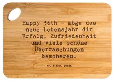 Produktbild von Mr. & Mrs. Panda Frühstücksbrettchen Spruch 36. Geburtstag Segen - Transparent - Geschenk, liebevoll handgefertigt, holzschneidebrett, Holzbrett, Geburtstagsfeier, Alter