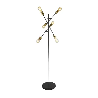 Image de ARMSTRONG Lampadaire à 6 flammes noir et laiton