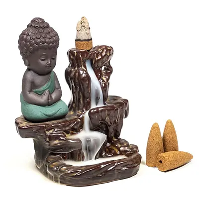 Produktbild von Rückfluss Wasserfall Weihrauchbrenner Kleiner Buddha -- 12x9x7 cm kaufen online
