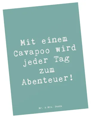 Produktbild von Mr. & Mrs. Panda Postkarte Spruch Cavapoo Abenteuer - Meeresbrise - Geschenk, kinderfreundlicher Hund, Familienhund, Ansichtskarten, Hunderassen Charakter, treuer Freund