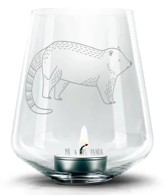 Produktbild von Mr. & Mrs. Panda Kerzenglas Nasenbär - Transparent - Geschenk, Glas Windlicht, Bär, Lustige Sprüche, Laterne, gravur, Kerzenhalter, Rüsselbär, Teelichthalter, Nasenbären