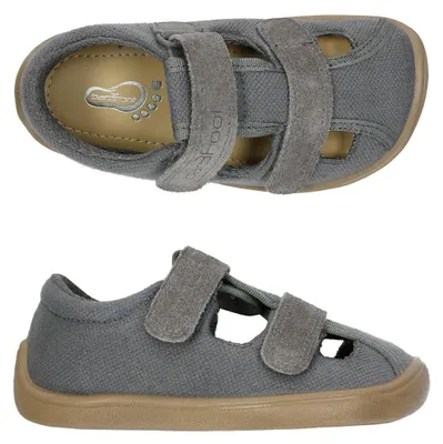 Produktbild von Canvas-Sandalen 3F 3BE26/55 bar3foot super flexi grau barfuß, Klettverschluss