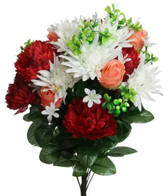 Produktbild von Kunstblume Strauß Rose-Gerbera-Dahlie Blumenstrauß 58cm ROT