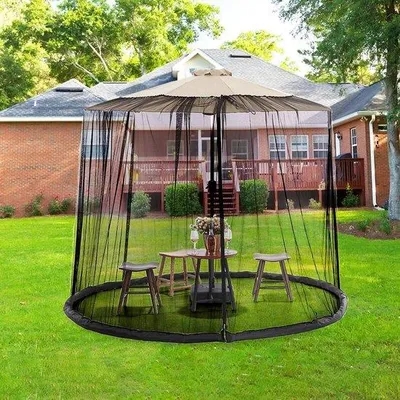 Productafbeelding van Famanu parasolnet voor parasol, 300 x 230 cm, met polyesterweefsel en een vulbare basis, zwart